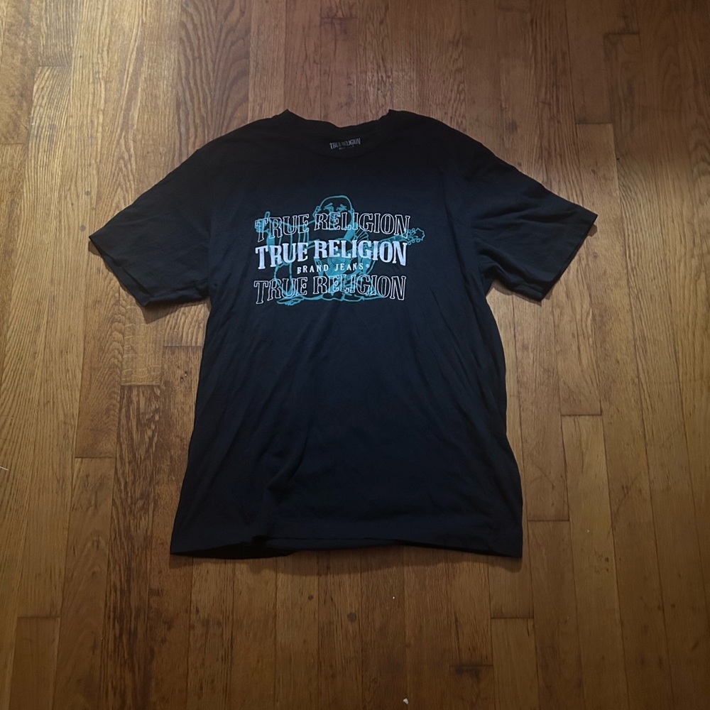 True Religion Black Short Sleeve Tee Casual Cotton